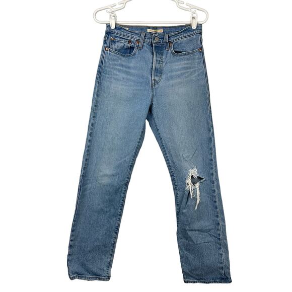 Levi's Premium Wedgie Straight Fit Jeans 27 Distressed - Picture 3 of 15